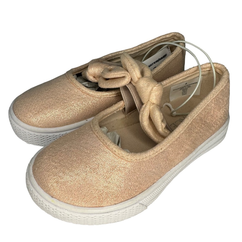 Children’s Place Metallic Rose Gold Bow Detail Shoes Size 9 NWT
